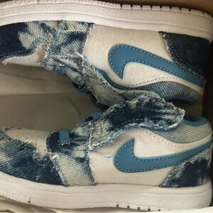Jordan Kids Blue and White Denim Sneakers